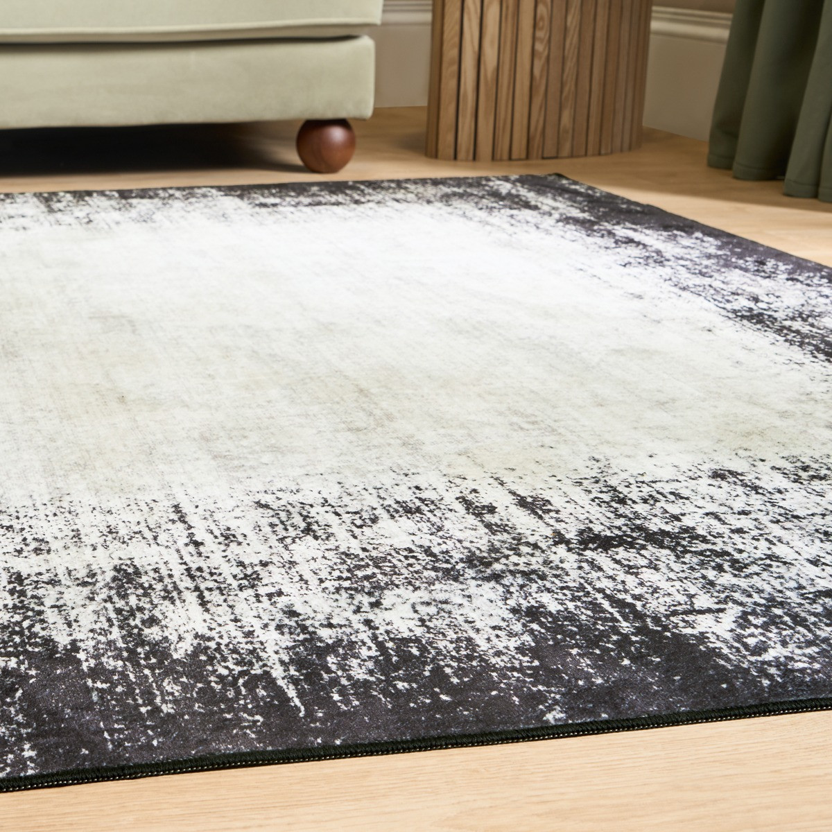 OHS Washable Abstract Printed Rug - Monochrome>