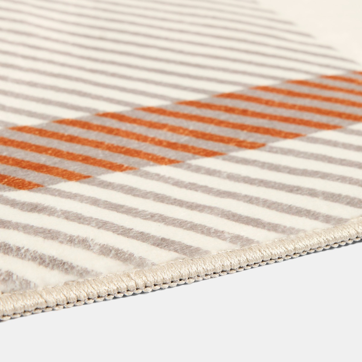 OHS Printed Washable Check Rug, Rust/ Natural - 120 x 170cm>