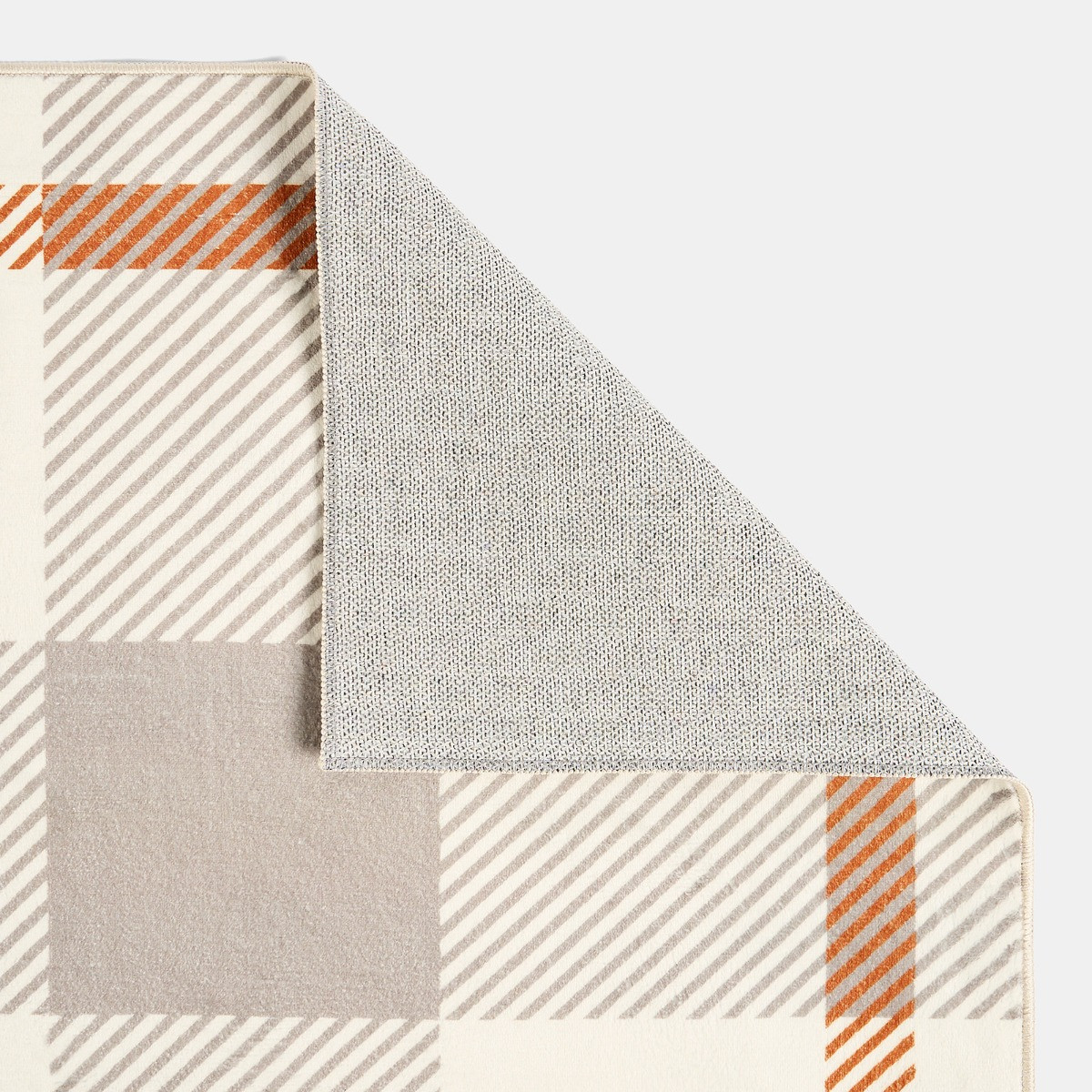 OHS Printed Washable Check Rug, Rust/ Natural - 120 x 170cm>
