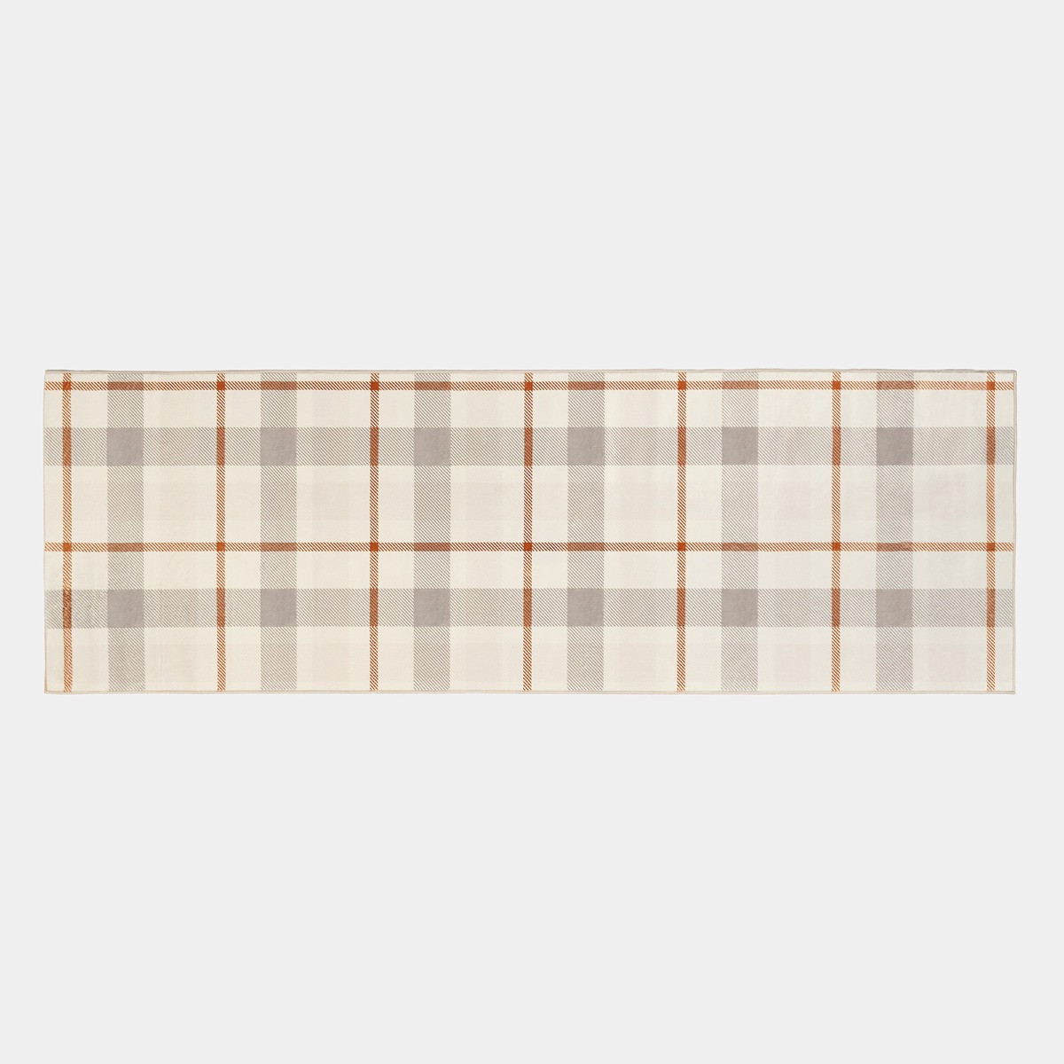 OHS Printed Washable Check Runner - Rust/Natural >