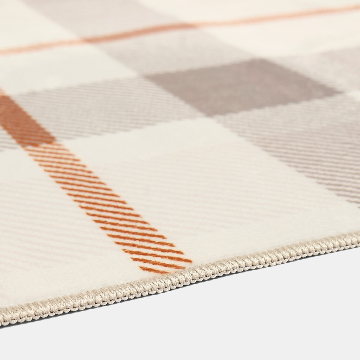 OHS Printed Washable Check Runner - Rust/Natural >