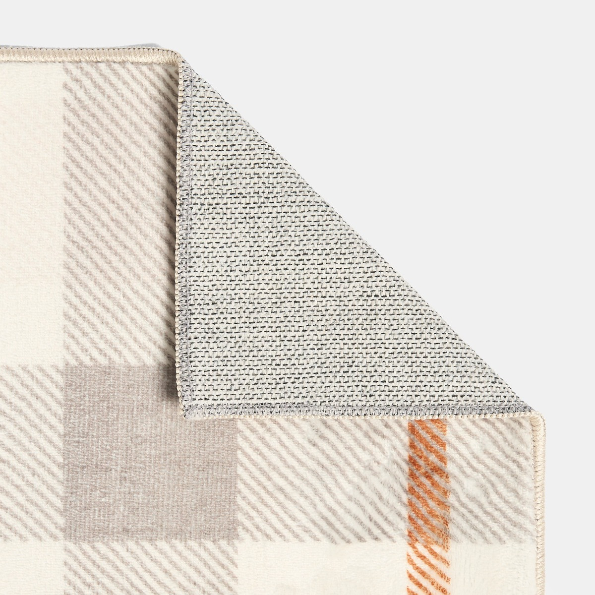 OHS Printed Washable Check Runner - Rust/Natural >