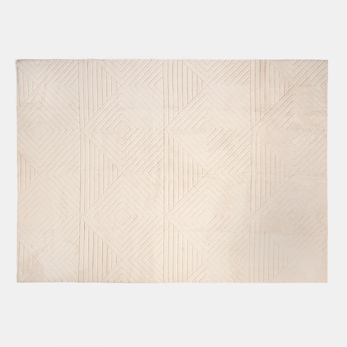 OHS Tufted Geometric Rug, Stone - 80 x 150cm>
