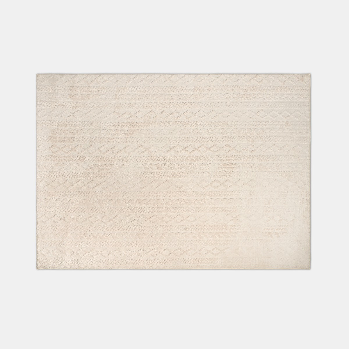 OHS Jacquard Cable Knit Rug, Cream - 160 x 230cm>