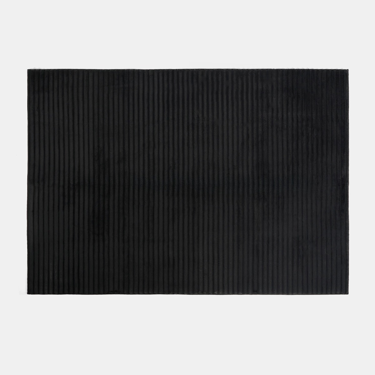 OHS Faux Fur Ribbed Rug, Black - 120 x 170cm>