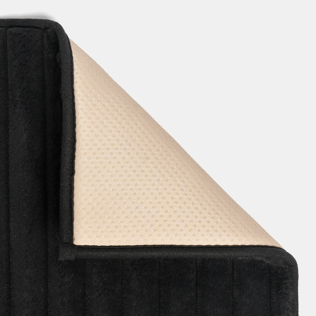 OHS Faux Fur Ribbed Rug, Black - 80 x 150cm>