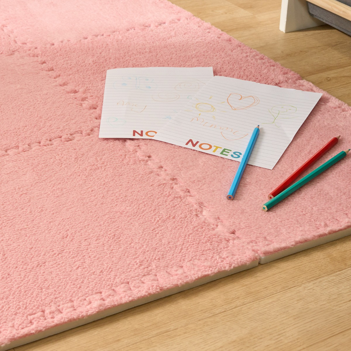 OHS 9 Piece Interlocking Teddy Tiles - Pink>