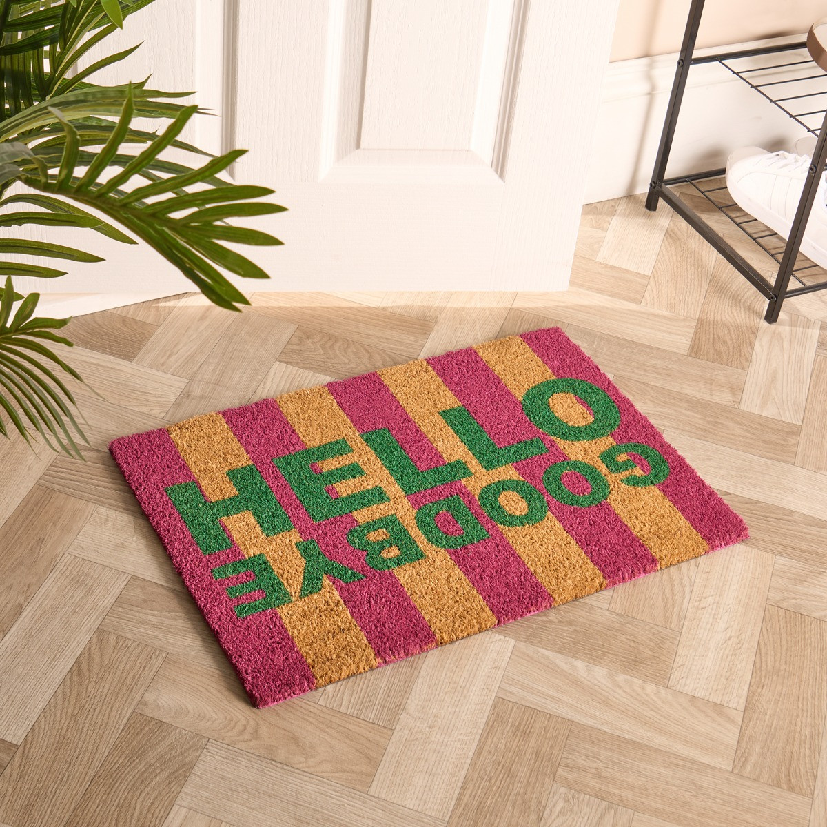 OHS Hello Goodbye Print Coir Mat - Multi>