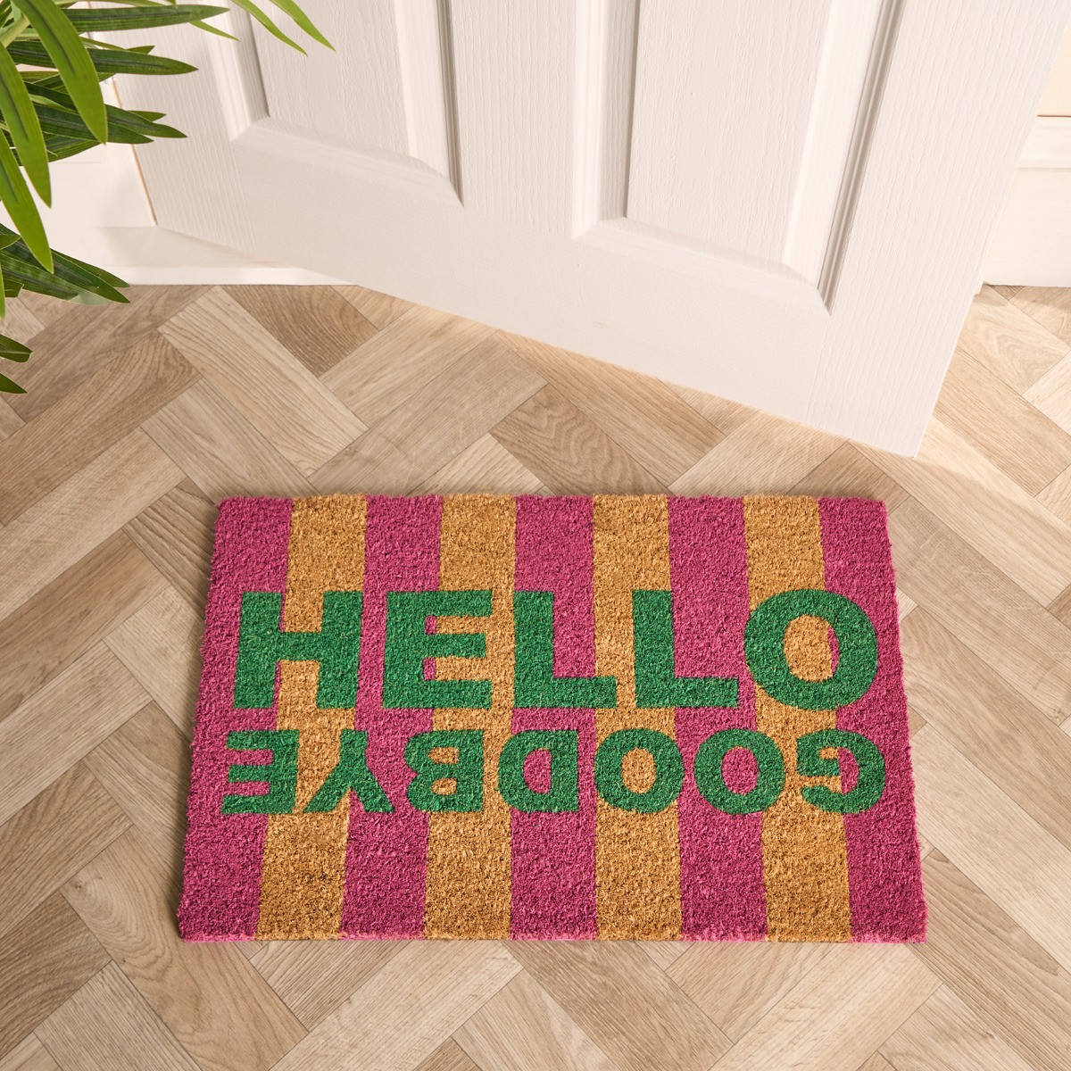 OHS Hello Goodbye Print Coir Mat - Multi>