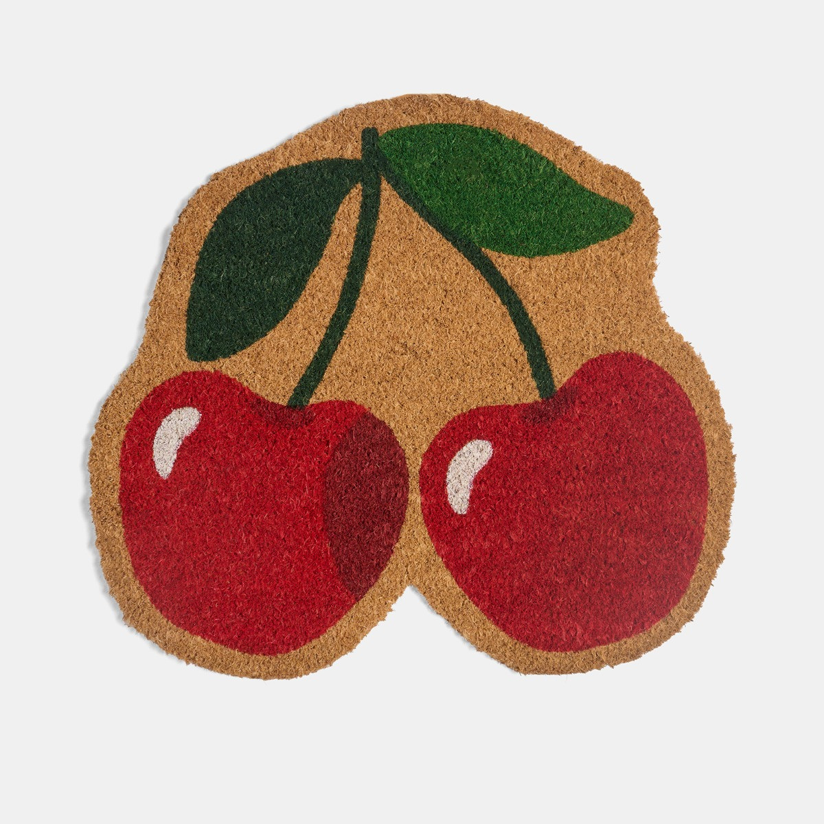 OHS Cherry Shape Print Coir Mat -  Red/Natural>