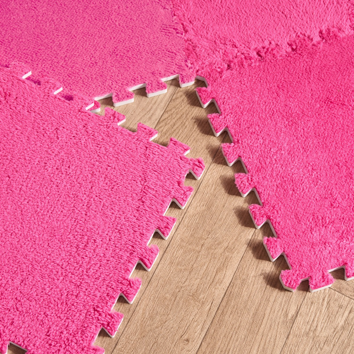 OHS 9 Piece Interlocking Teddy Tiles - Hot Pink>