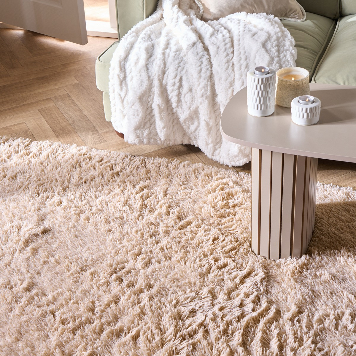 OHS Soft Fluffy Rug, Stone - 160 x 230cm>