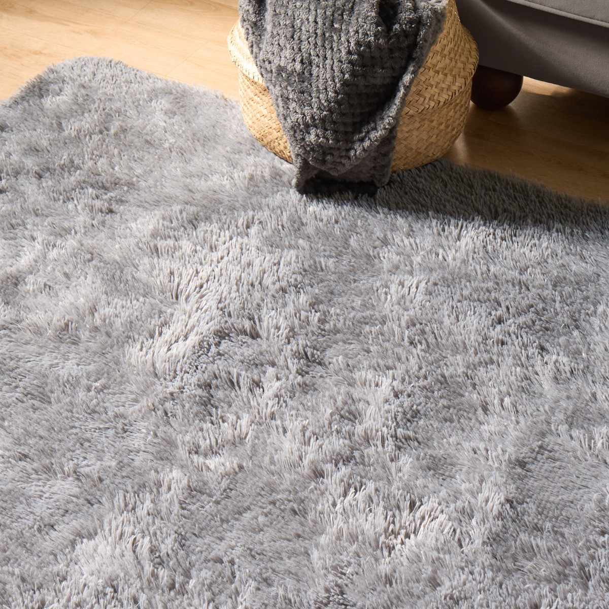 OHS Soft Fluffy Rug, Grey - 120 x 170cm>