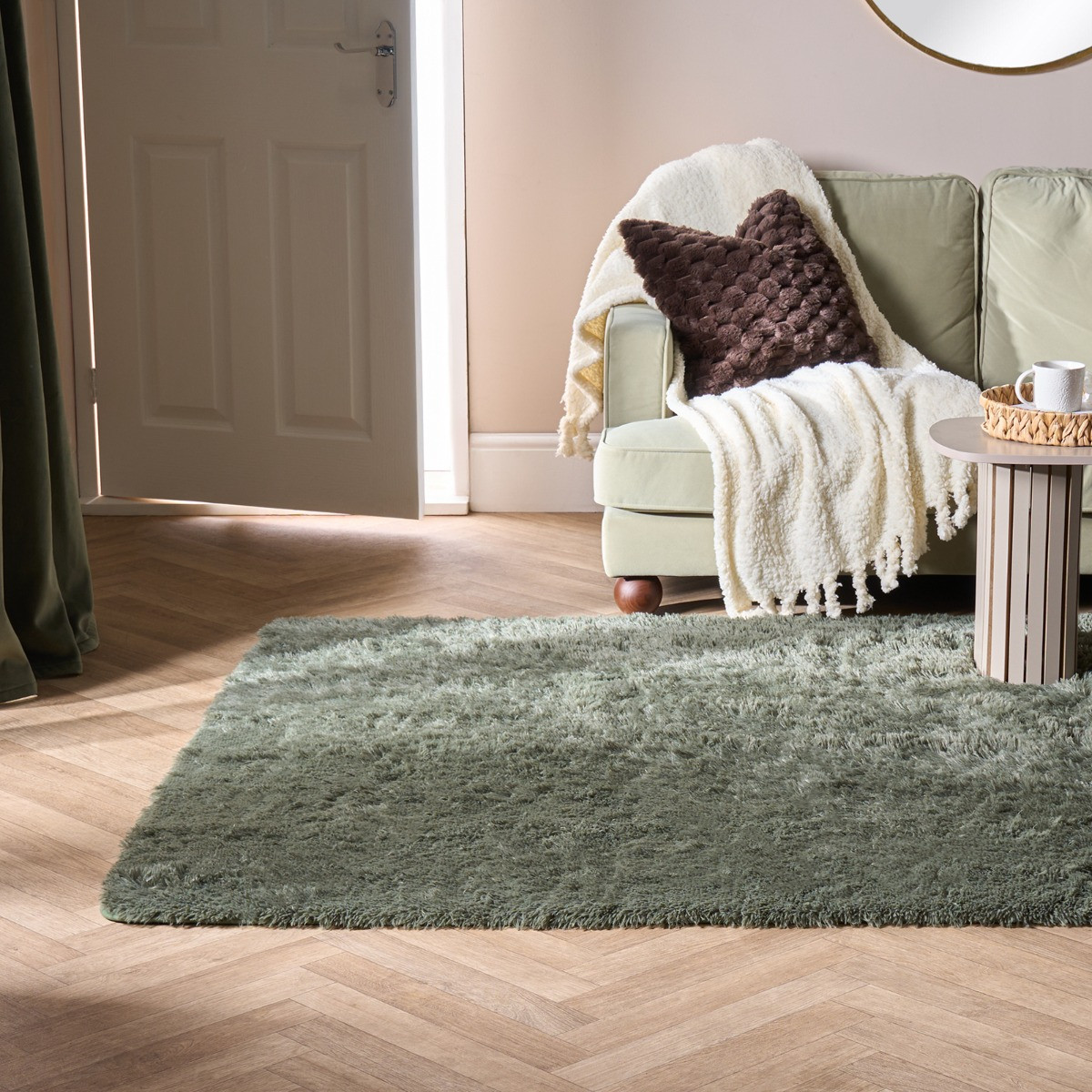 OHS Soft Fluffy Rug, Woodland Green - 120 x 170cm>