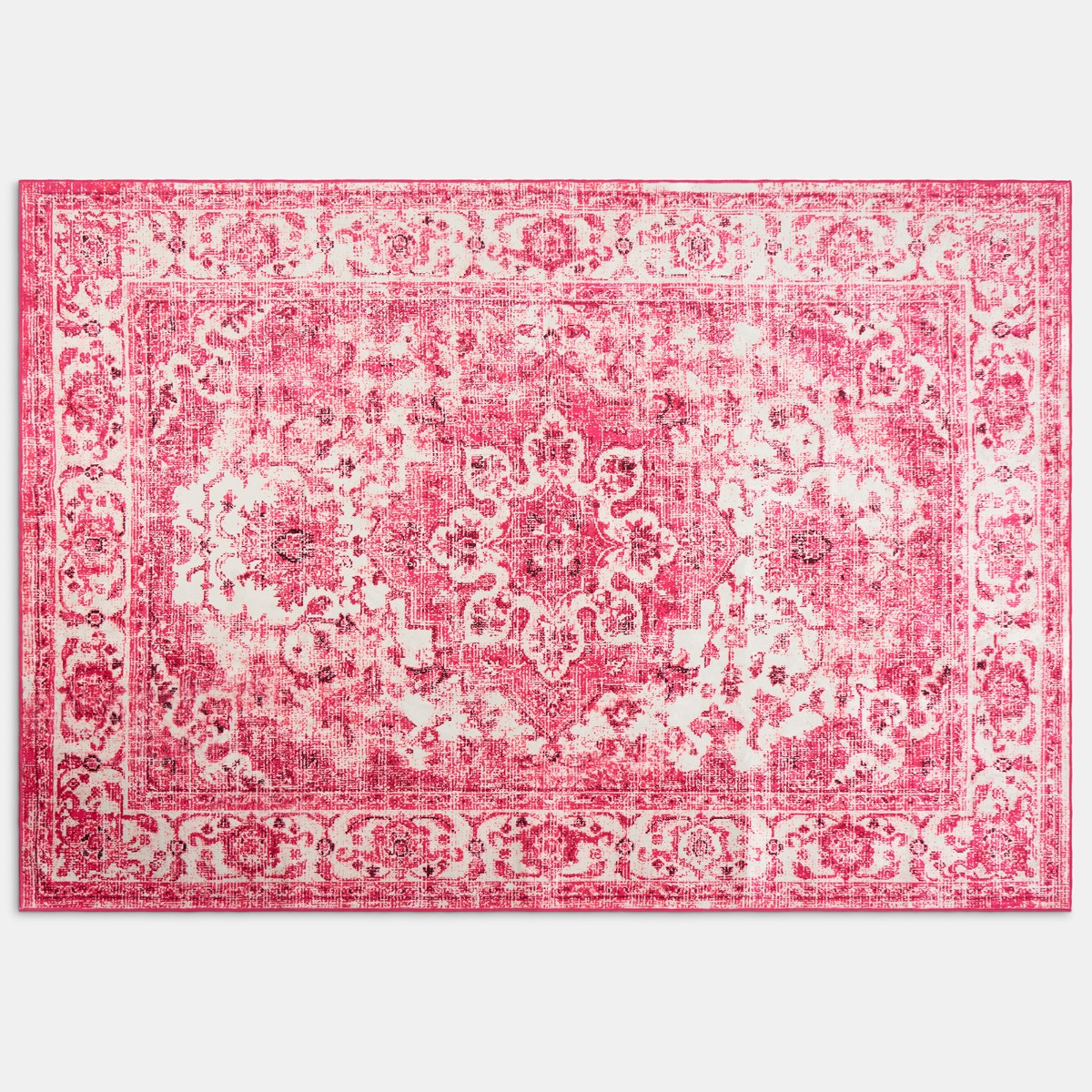 OHS Washable Vintage Printed Rug - Pink>