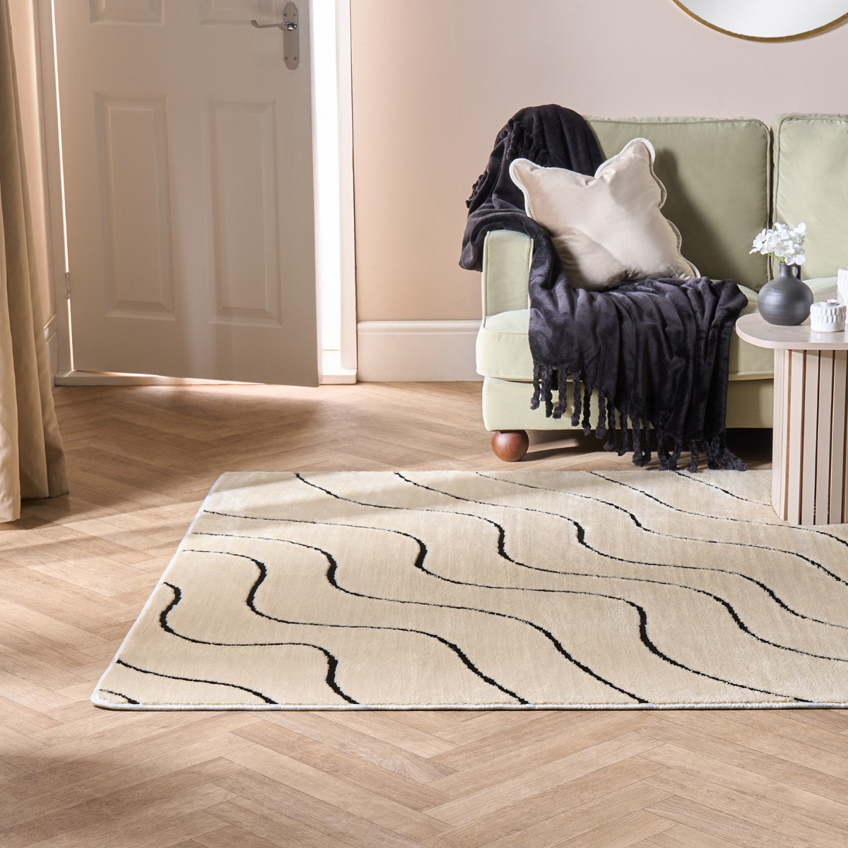 OHS Contrast Tufted Wave Rug - Monochrome>