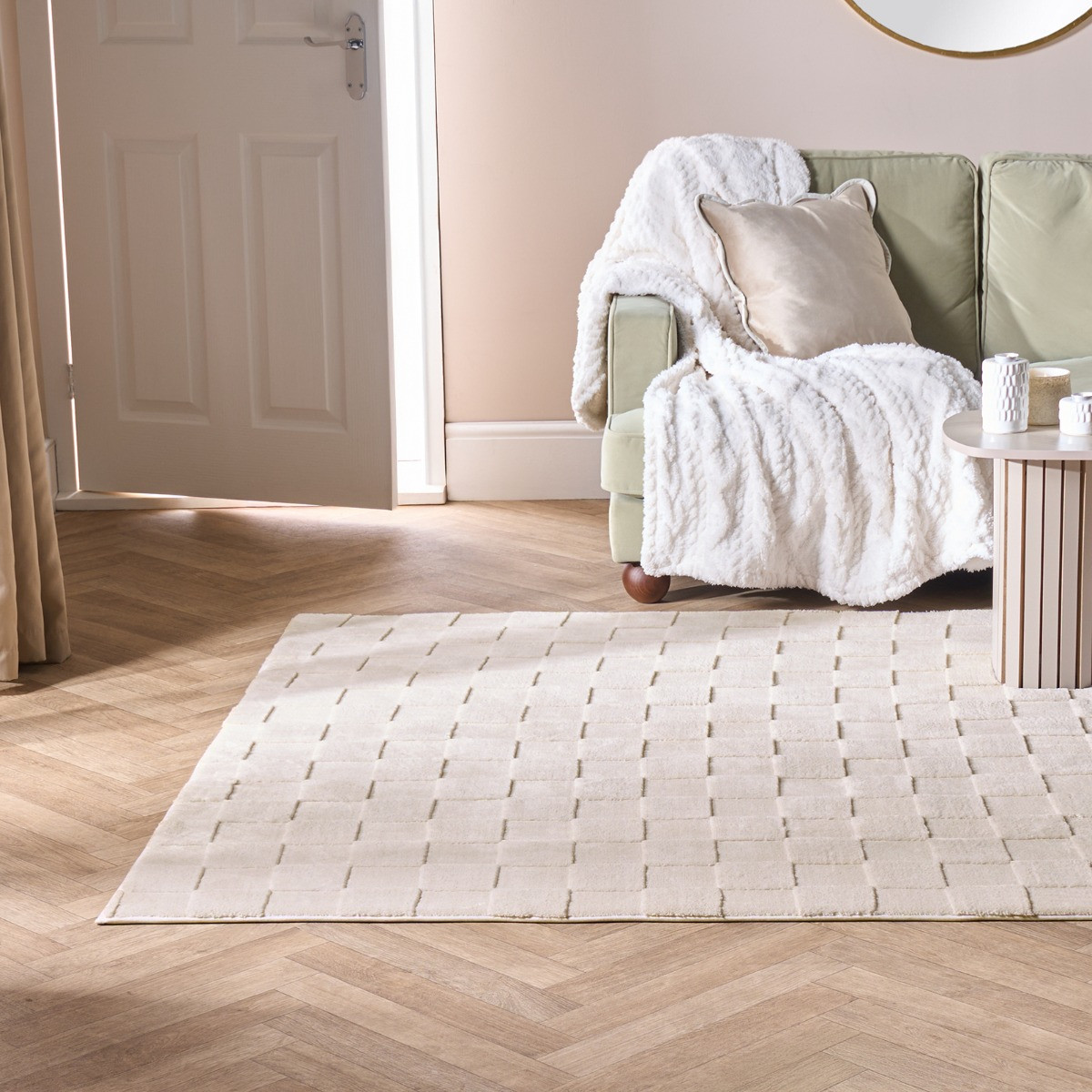 OHS Checker Board Rug - Stone>