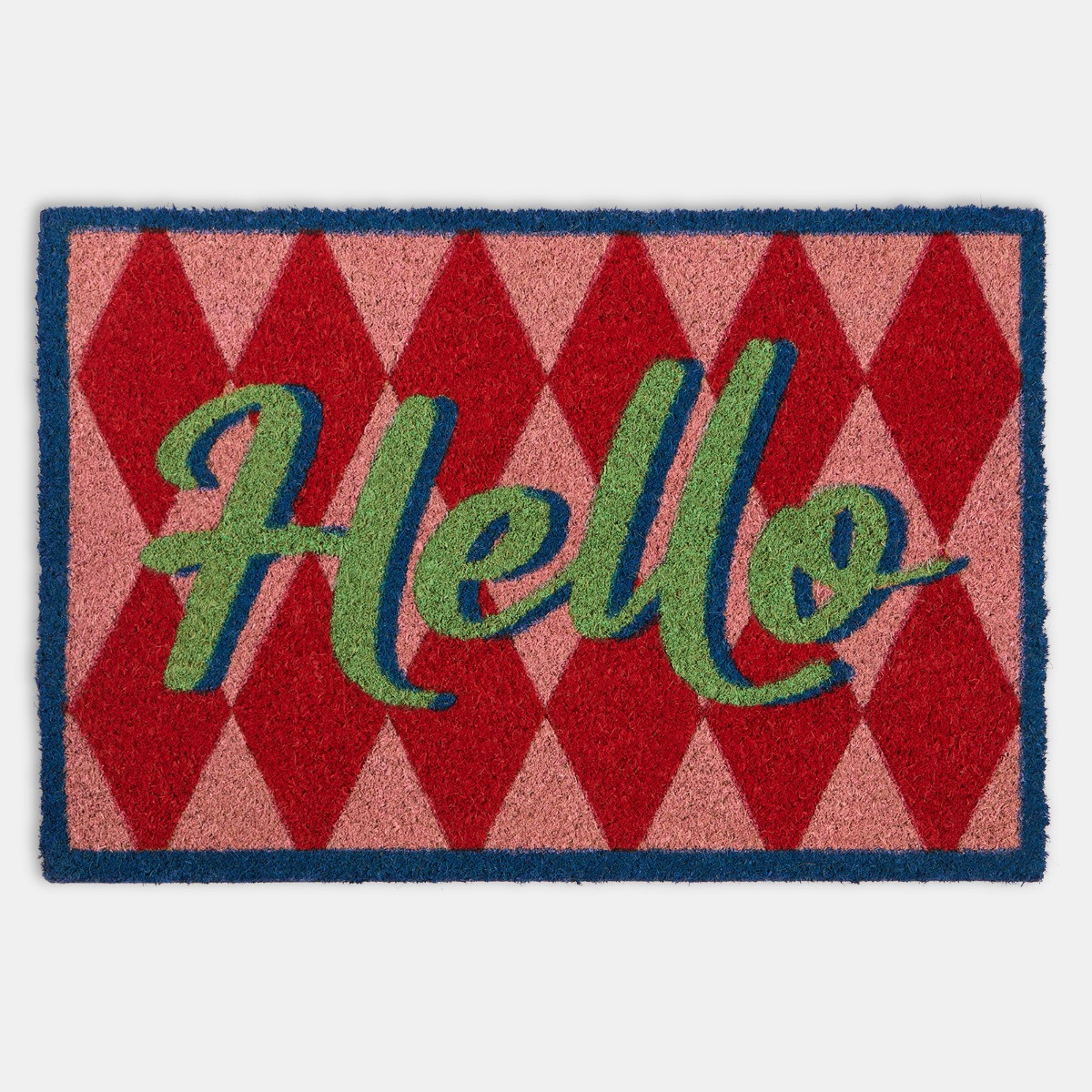 OHS Hello Printed Coir Mat - Pink/Red>