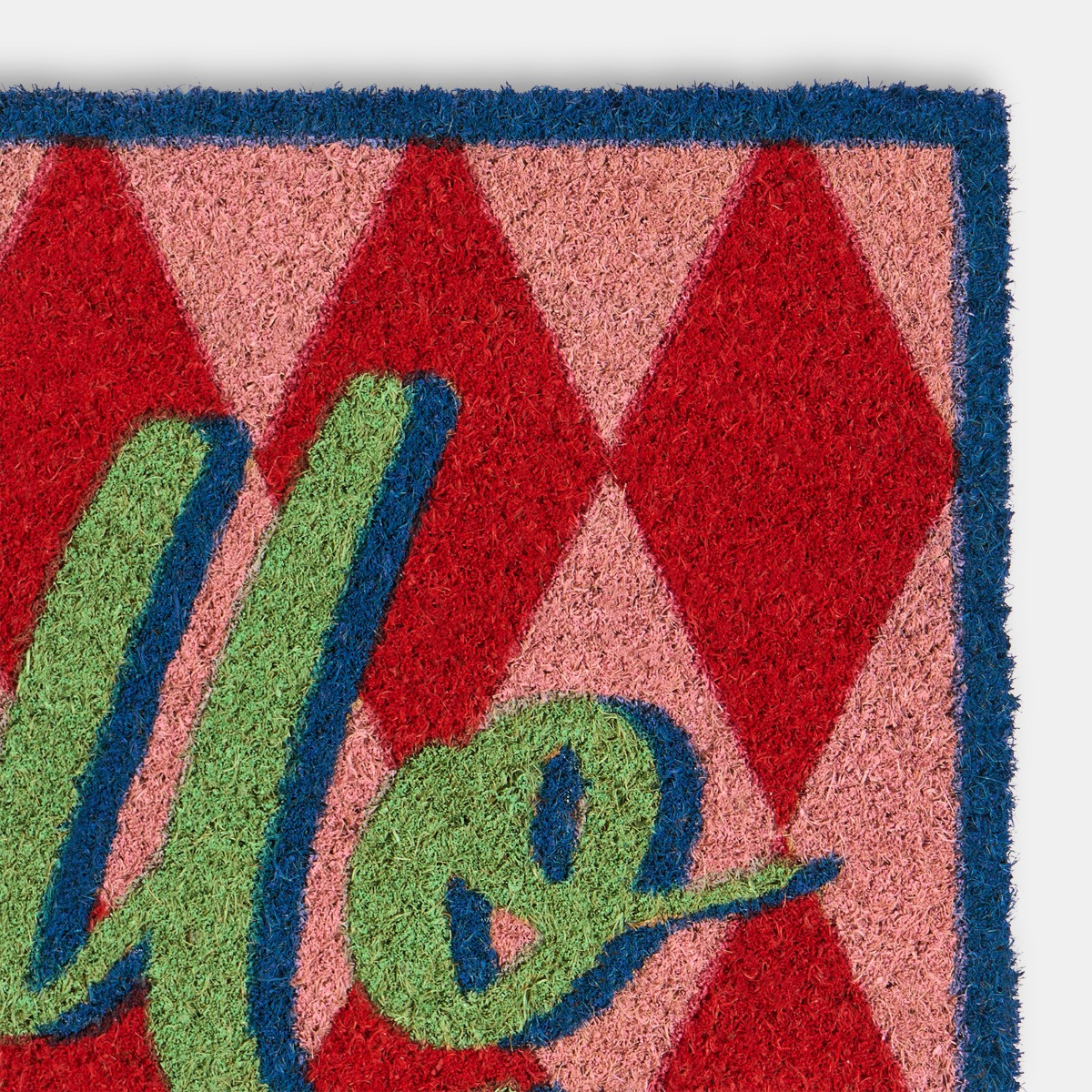 OHS Hello Printed Coir Mat - Pink/Red>