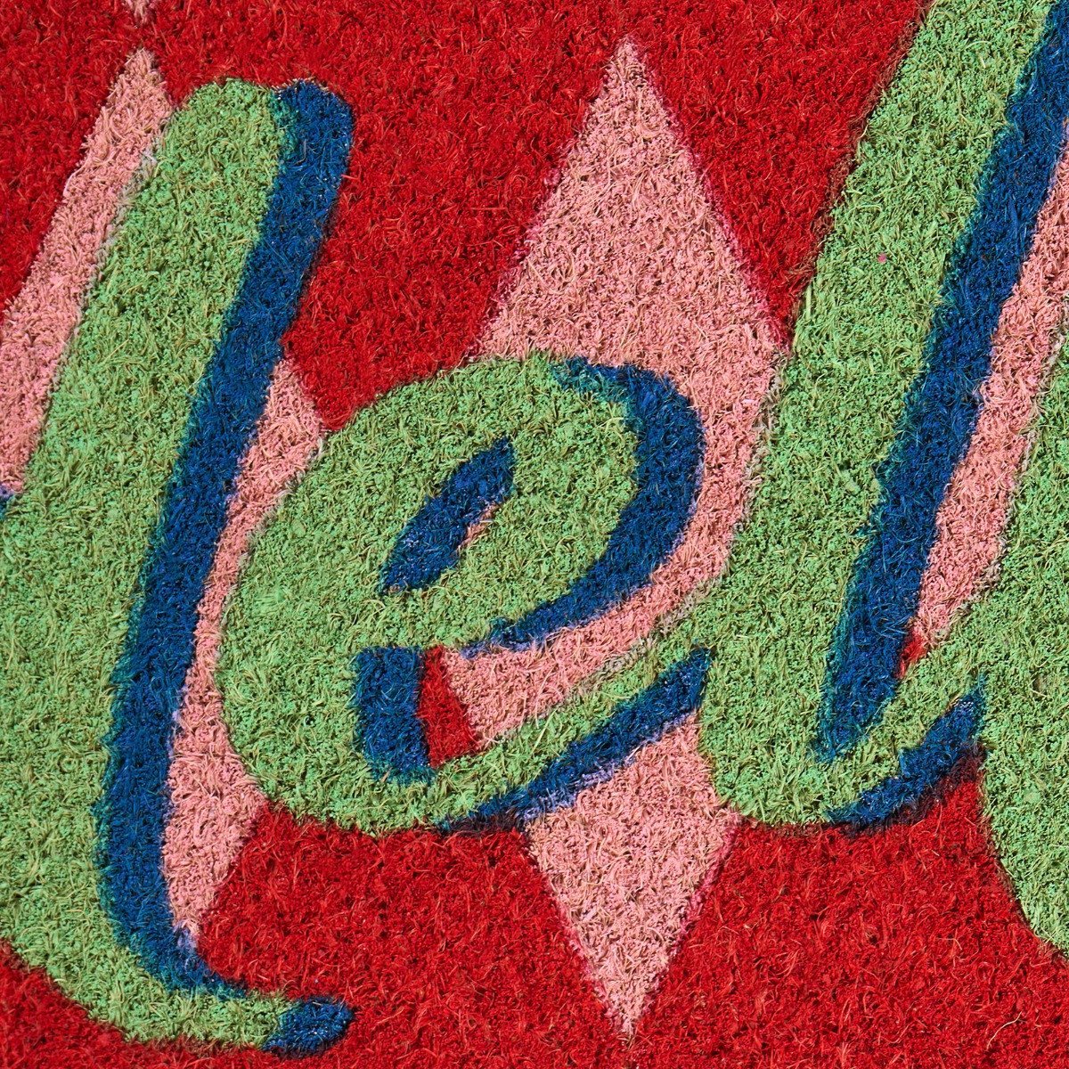 OHS Hello Printed Coir Mat - Pink/Red>