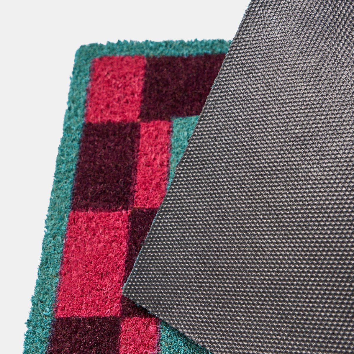 OHS Knock Knock Printed Coir Mat - Pink/Blue>