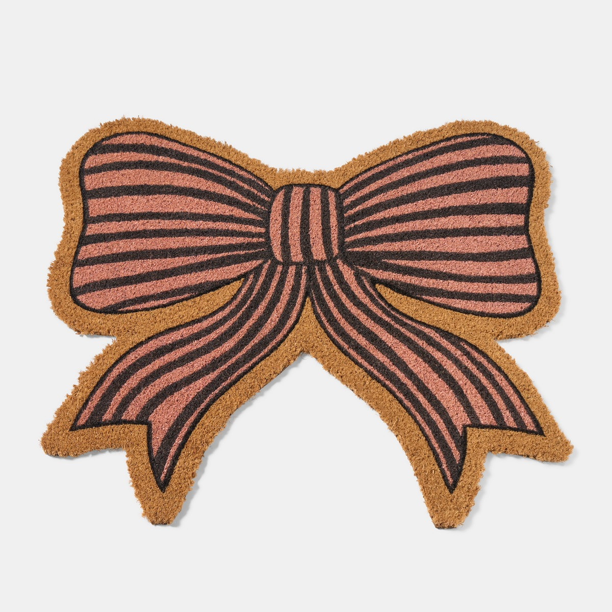 OHS Bow Shaped Coir Mat - Natural/Pink>