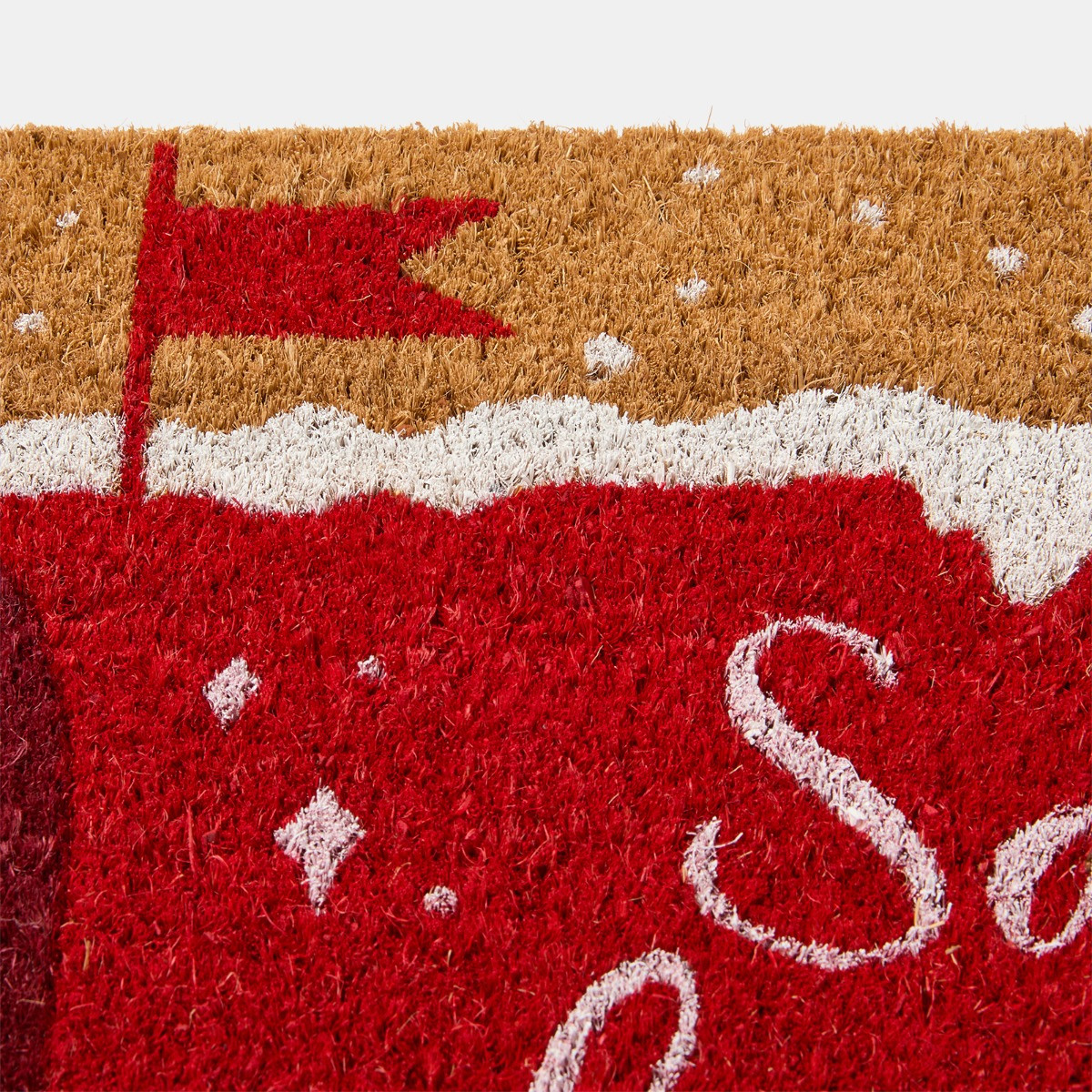 OHS Santa Stop Here Printed Coir Mat - Brown/Red>