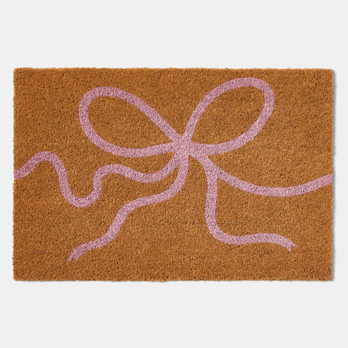 OHS Bow Print Coir Mat - Brown/Pink>