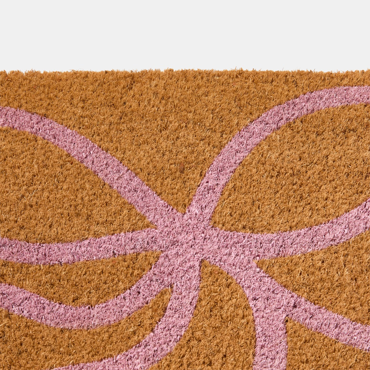 OHS Bow Print Coir Mat - Brown/Pink>