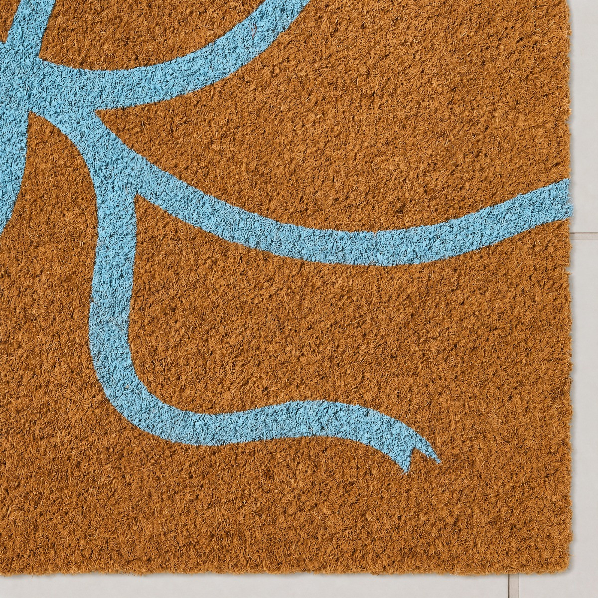 OHS Bow Print Coir Mat - Brown/Blue>