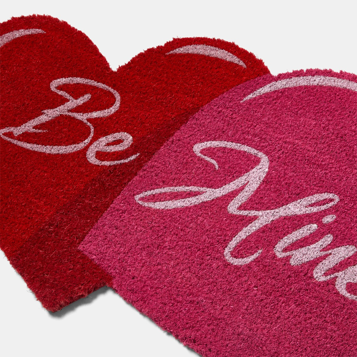 OHS Be Mine Slogan Heart Shaped Coir Mat - Red/Pink>