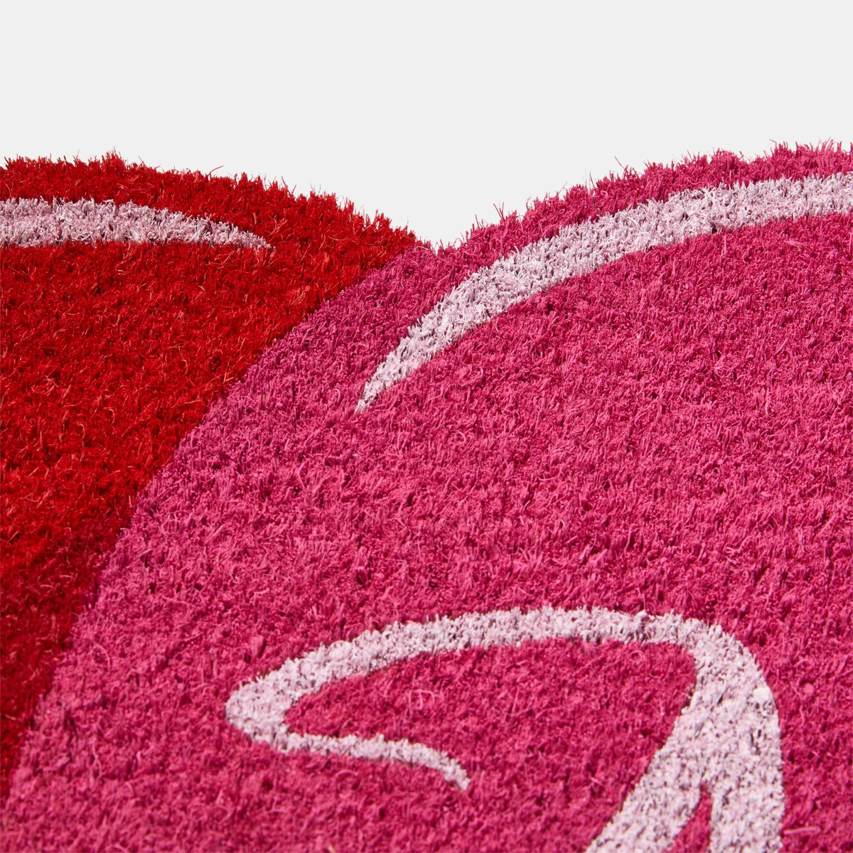 OHS Be Mine Slogan Heart Shaped Coir Mat - Red/Pink>