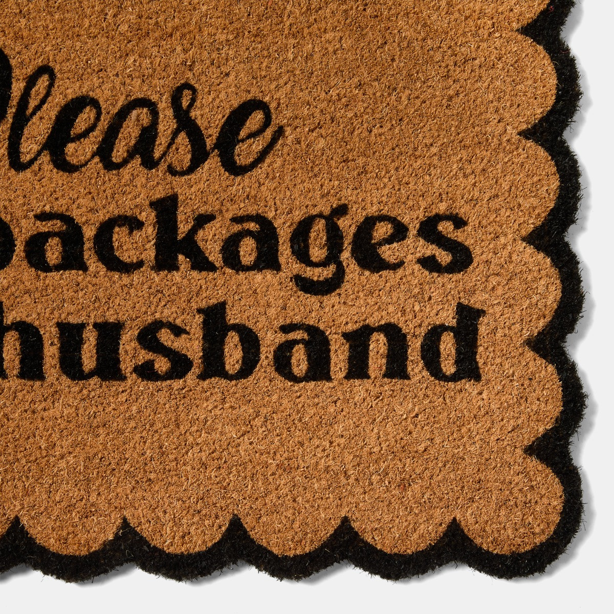 OHS Please Hide Packages Print Coir Mat - Brown/Black>