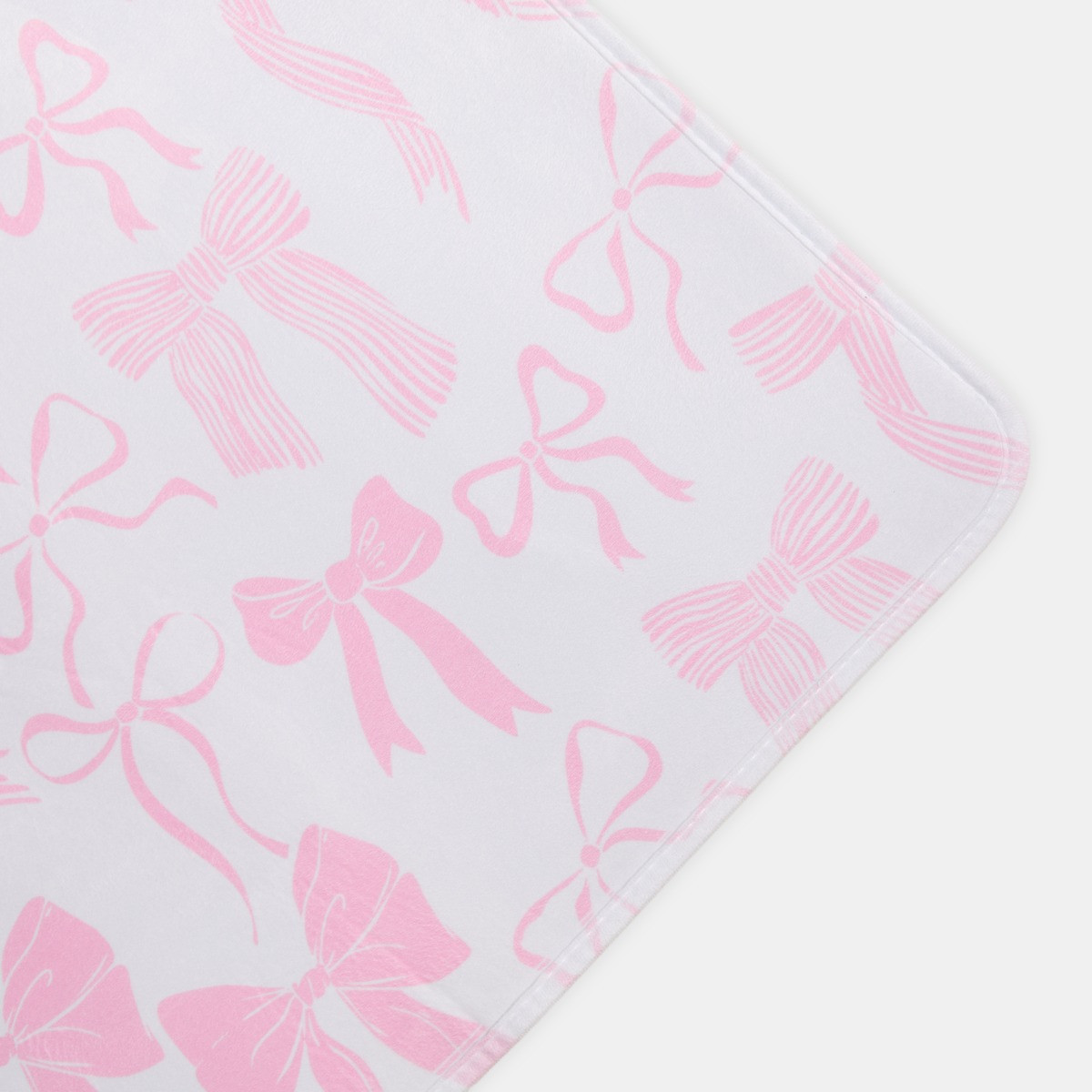 OHS Kids Washable Supersoft Bow Print Rug - White/Pink>