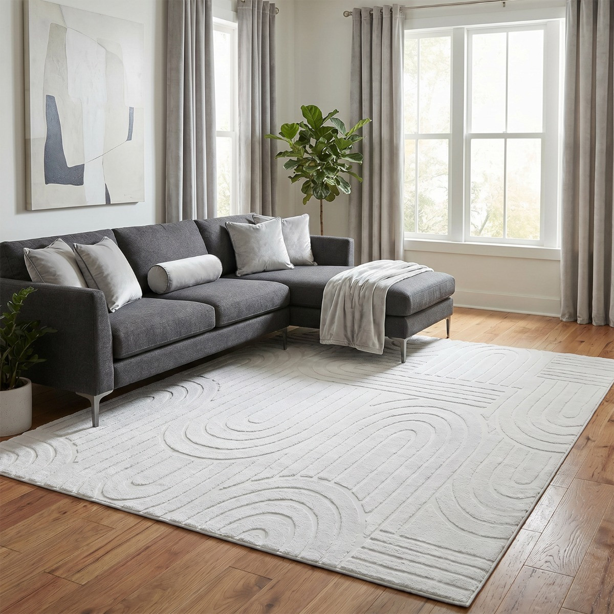 OHS Tufted Arches Rug - Grey>