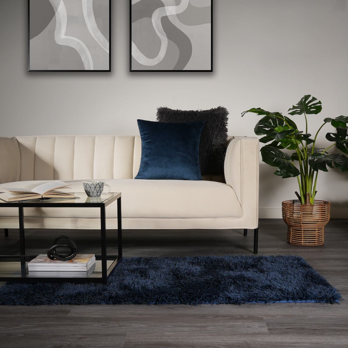 OHS Shaggy Rug 5cm Pile - Navy>