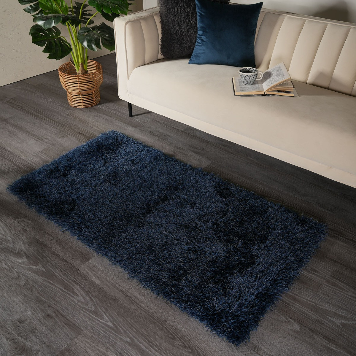 OHS Shaggy Rug 5cm Pile - Navy>