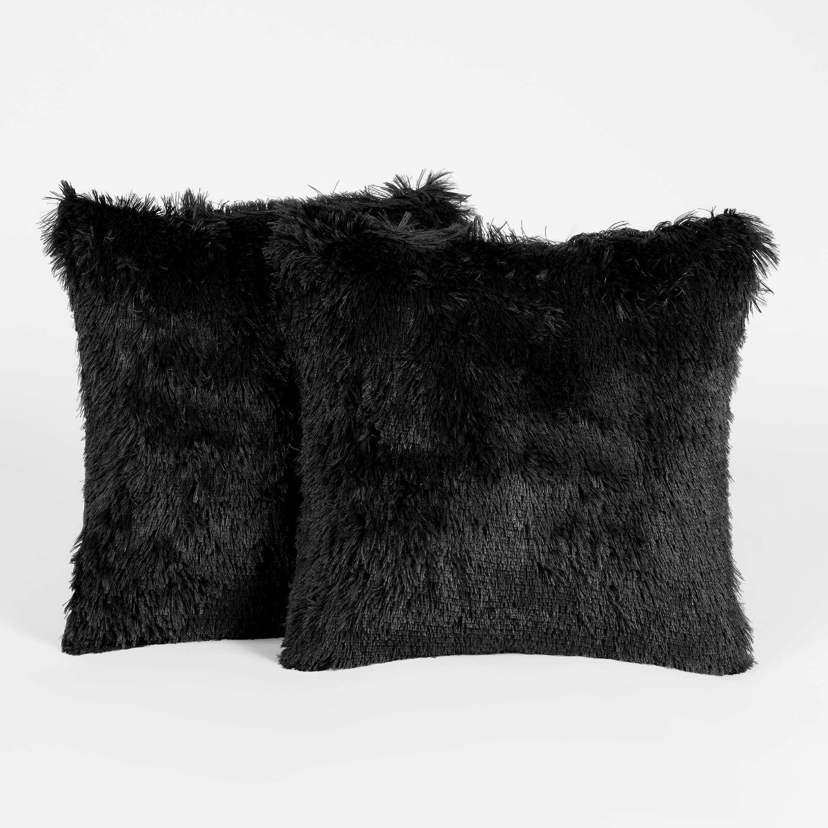 Sienna Fluffy Cushion Cover - Black>