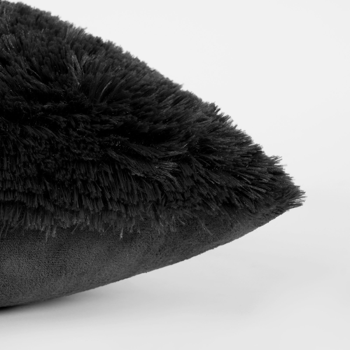 Sienna Fluffy Cushion Cover - Black>