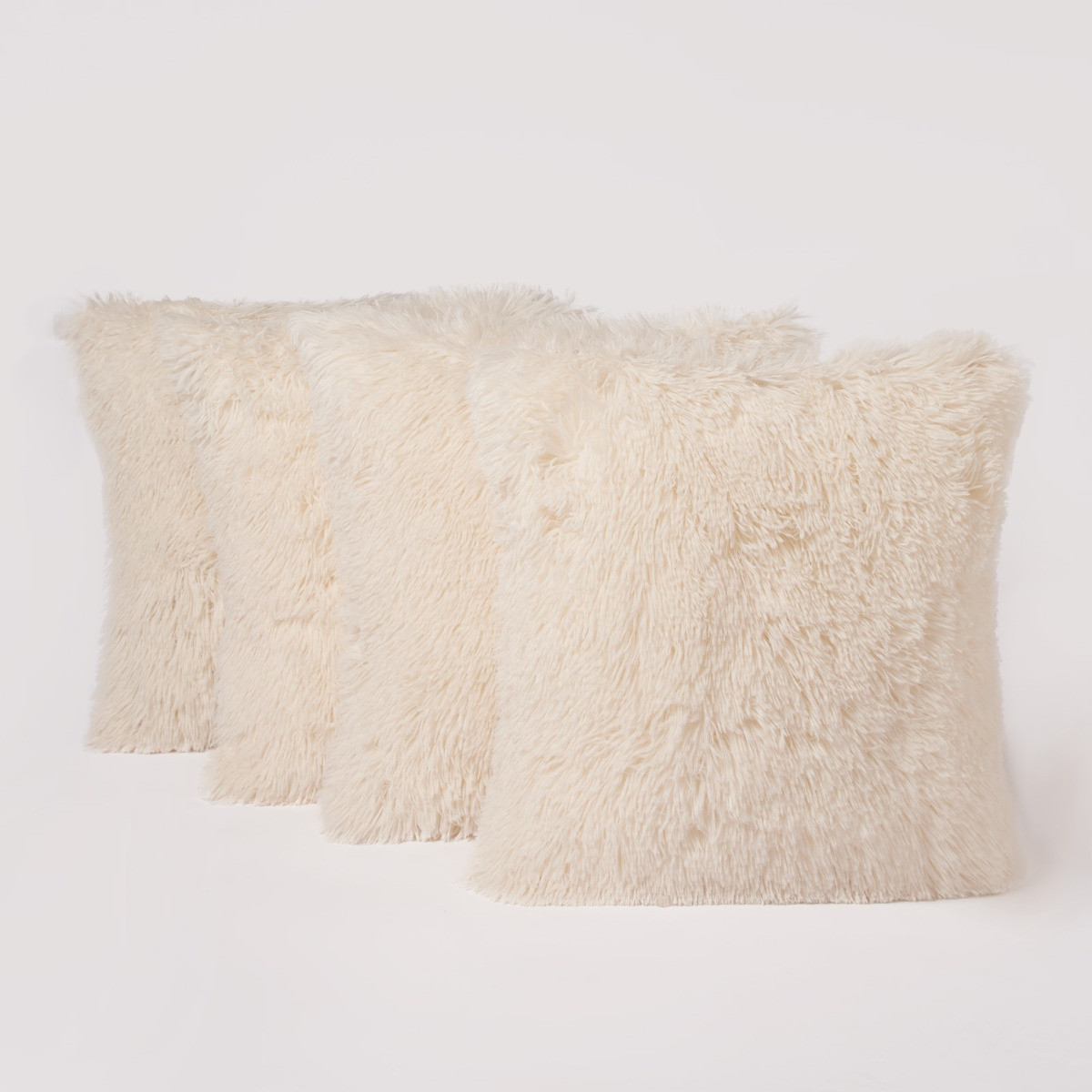 OHS 2 Pack Fluffy Cushion Covers, Cream - 45 x 45cm>
