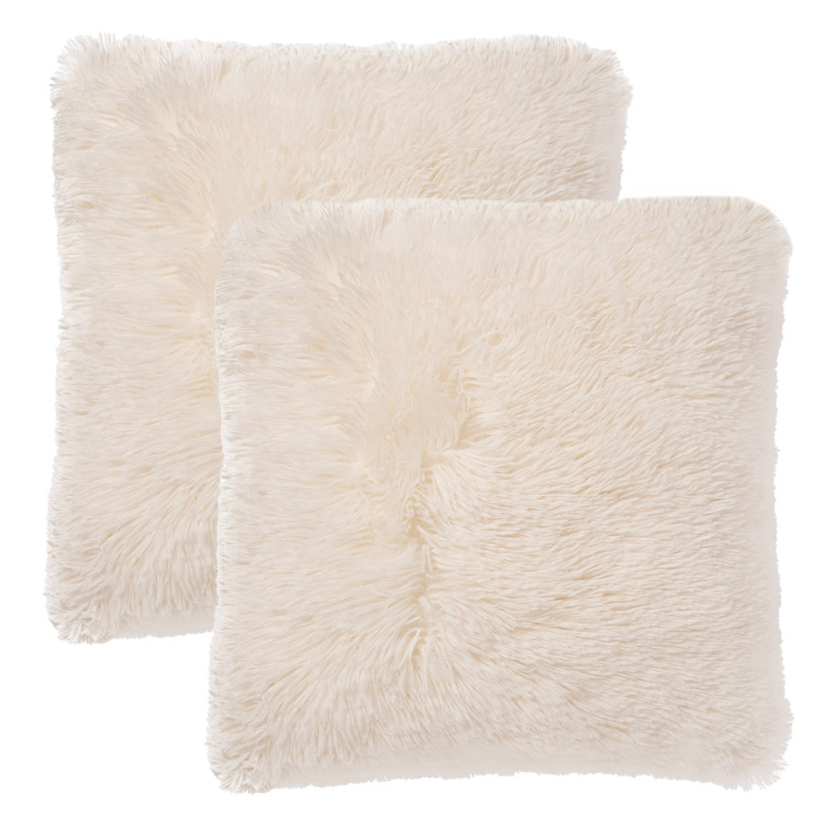OHS 2 Pack Fluffy Cushion Covers, Cream - 45 x 45cm>