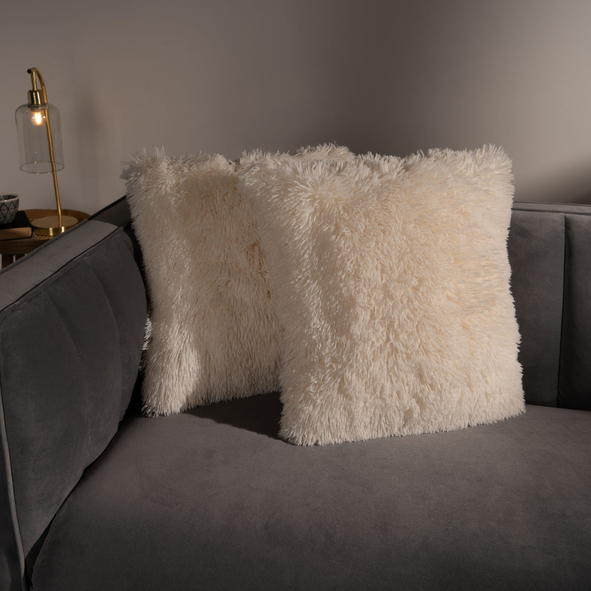 Sienna Fluffy Cushion Covers - Cream>