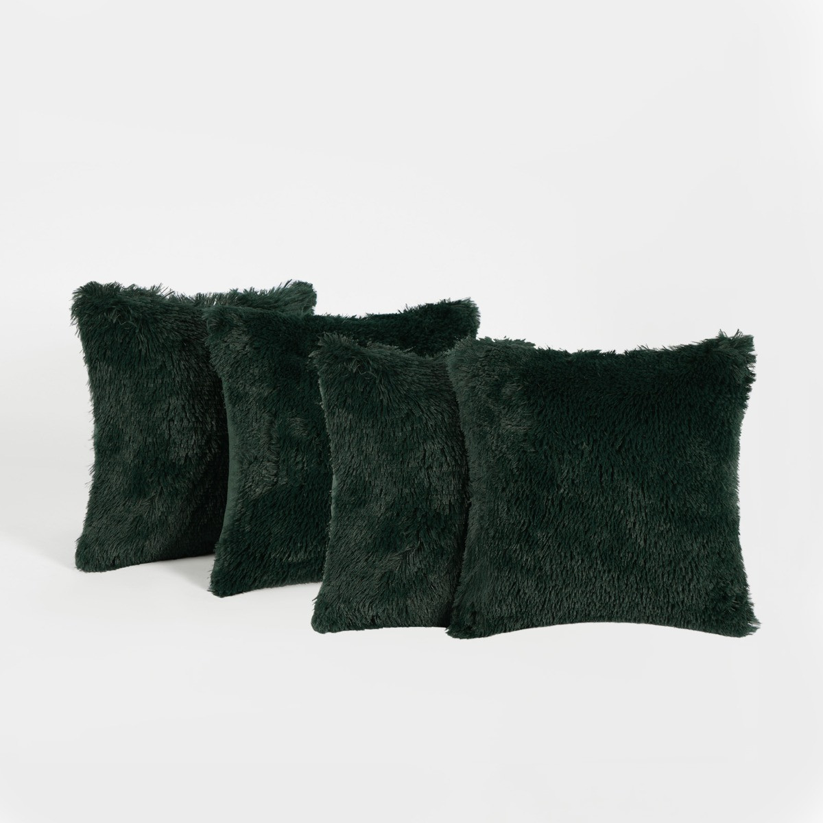 OHS 4 Pack Fluffy Cushion Covers, Forest Green - 45 x 45cm>