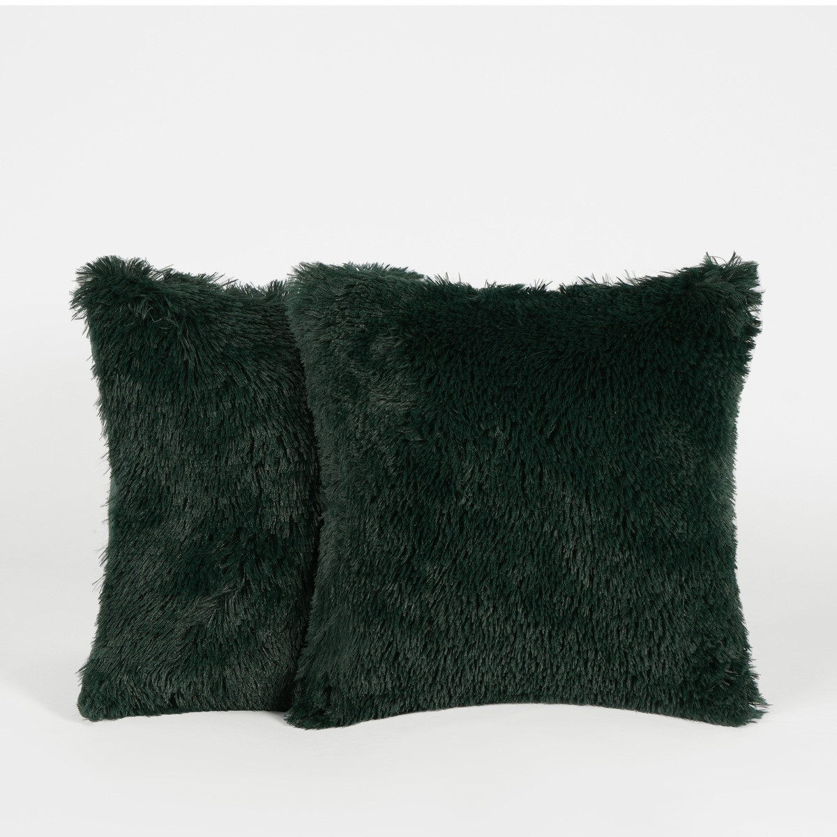 OHS 2 Pack Fluffy Cushion Covers, Forest Green - 45 x 45cm>