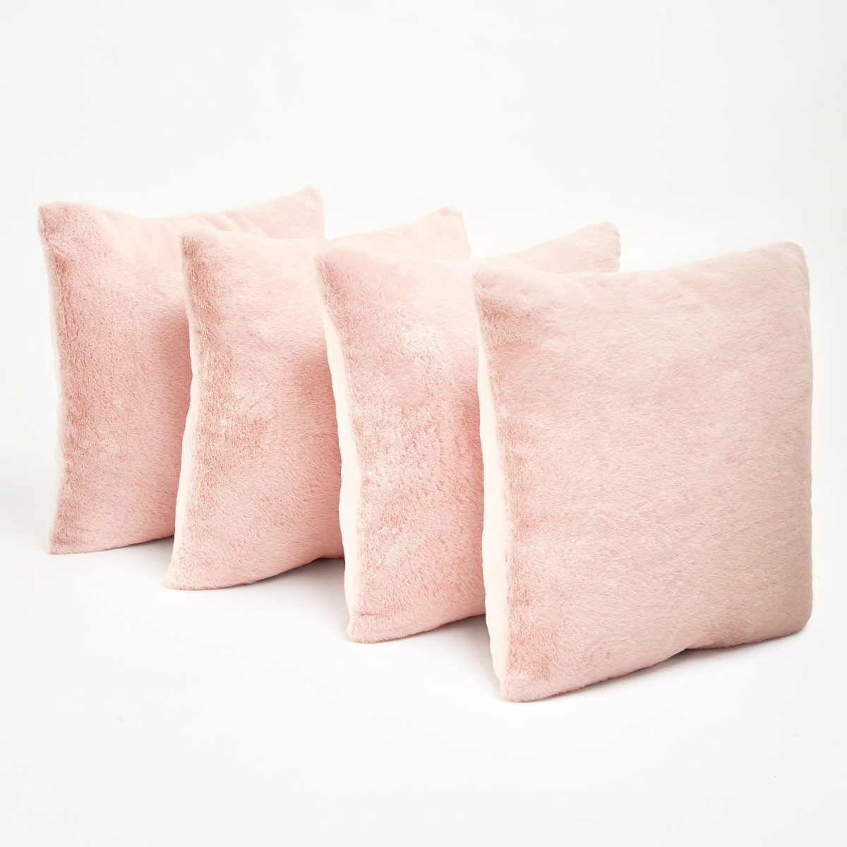 Sienna Faux Fur Set of 4 Cushion Covers - Blush>