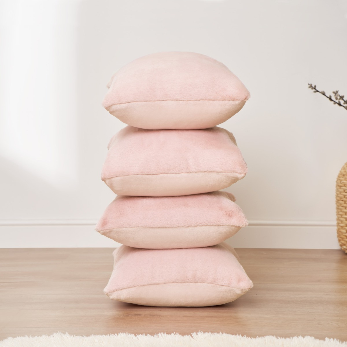 Sienna Faux Fur Cushion Covers - Blush>