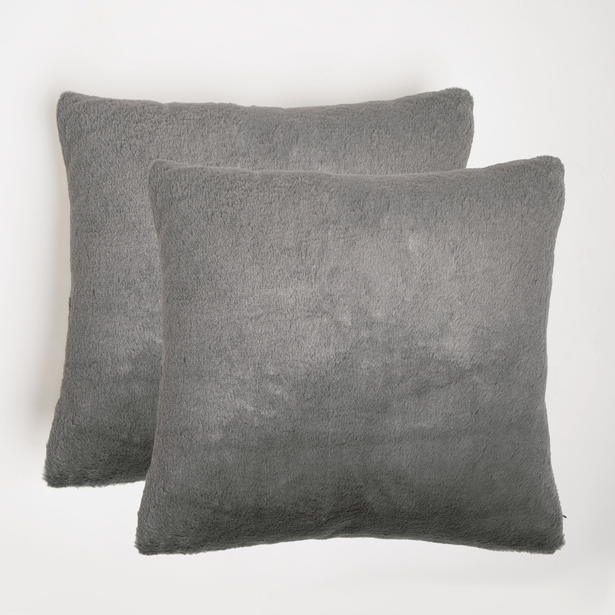 Sienna 2 Pack Faux Fur Cushion Covers - Charcoal>