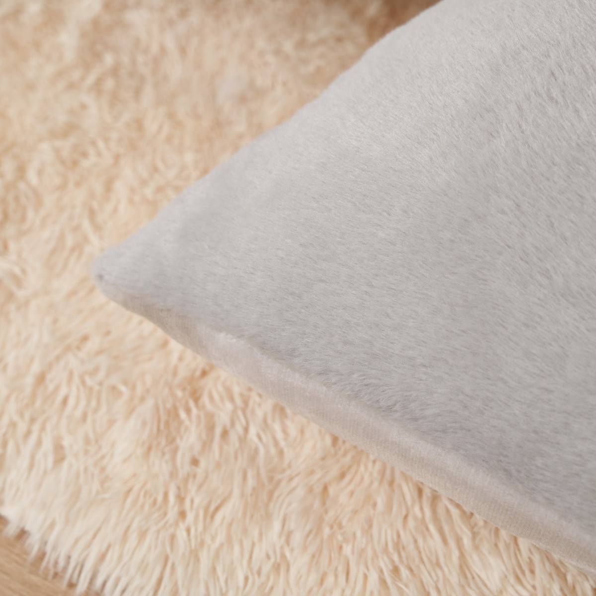 Sienna 2 Pack Faux Fur Cushion Covers - Silver>