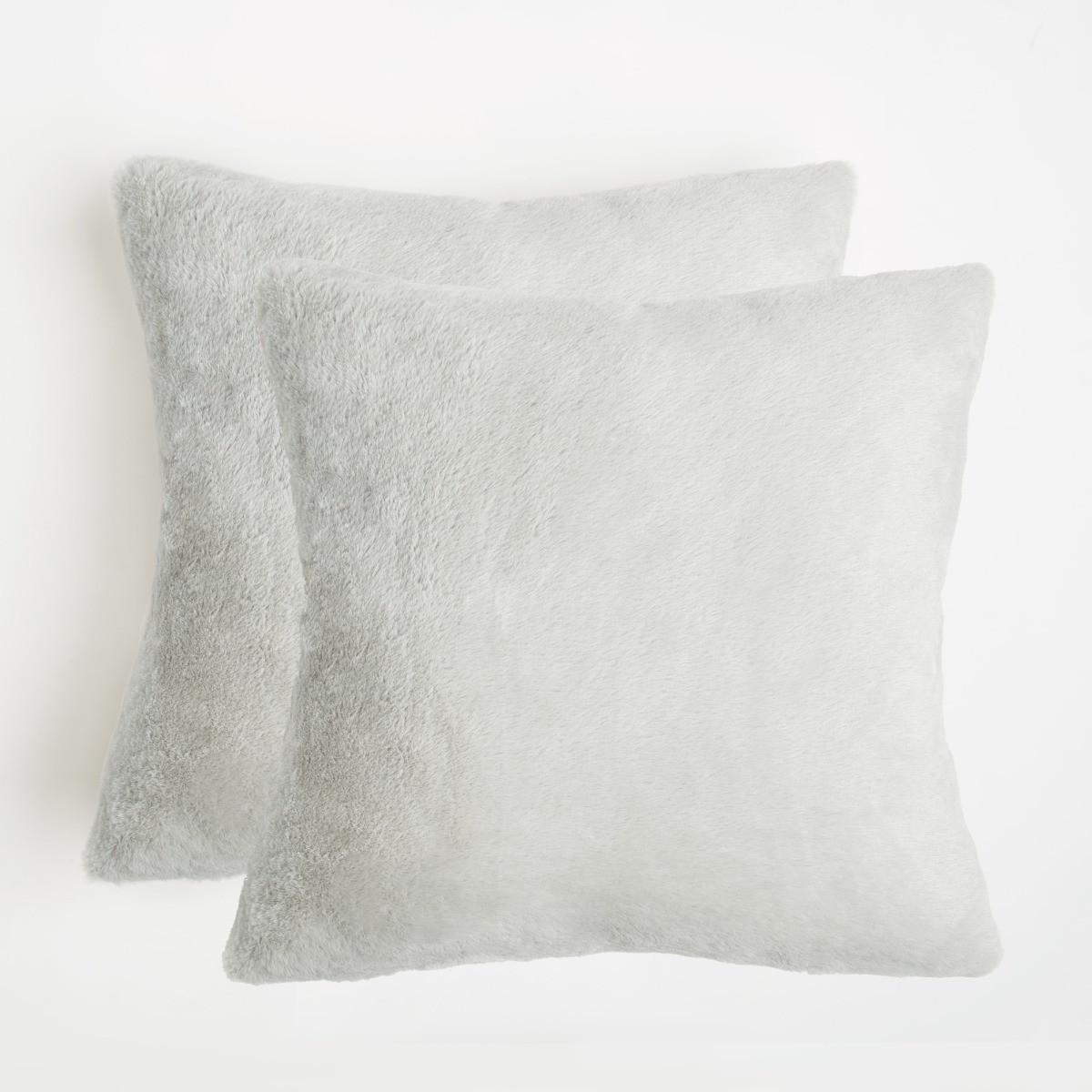 Sienna 2 Pack Faux Fur Cushion Covers - Silver>