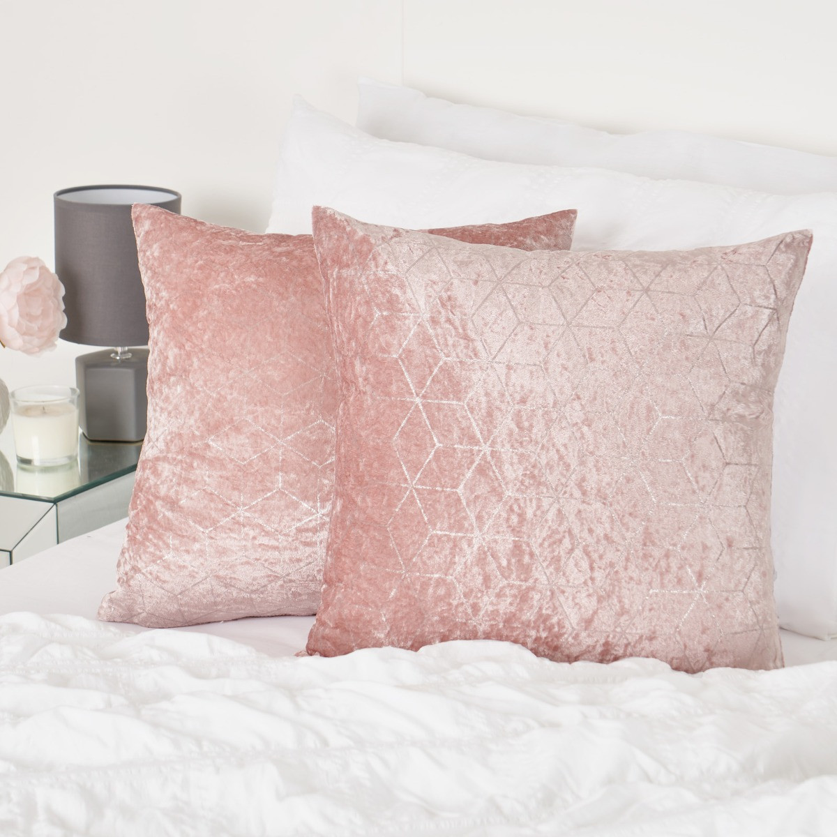 OHS Metallic Geo Cushion Covers - Blush>